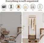 Taitiy Clothes Rack Solid Wood Coat Rack, Metal and Solid Wood Combination - Image 3