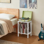 LELELINKY 2-Tier Bamboo Record Player Stand Set of 2 - Image 6