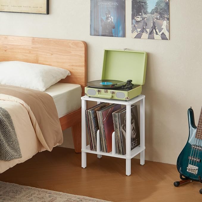 LELELINKY 2-Tier Bamboo Record Player Stand Set of 2 - Image 6