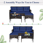 Tangkula 3 Pieces Patio Conversation Set, All Weather Outdoor PE Rattan Wicker - Image 8