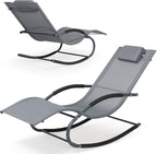 Outdoor Lounge Chair with Pillow, Pool Chaise Lounge Chair Set of 2 - Image 7