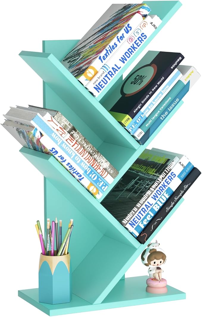 SHEEPAM 5 Tier Tree Book Shelf, Small Desktop Bookshelf by SHEEPAM