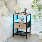 LOAKEKEL Nightstand with Charging Station, End Table with Fabric Drawer - Image 8
