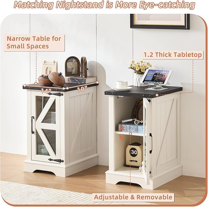 Joaxswe Narrow Night Stand for Small Spaces, Farmhouse Side End Table - Image 8