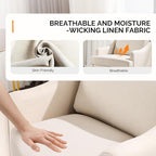 VINGLI Linen Fabric Accent Chairs Set of 2, Comfy Sofa Chair Living Room - Image 5