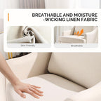 VINGLI Linen Fabric Accent Chair Beige, Modern Upholstered Armchair, Comfy Sofa - Image 6