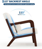 Garvee Mid-Century Accent Chair Set of 2, Sherpa Upholstery, Cozy Reading Chair - Image 5
