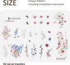 Vintage Floral Rub on Transfer for Furniture Large Flower UV DTF Transfer - Image 2