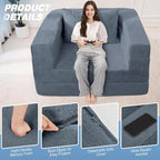 Futon Sofa Bed with Pillow, 3-in-1 Sleeper Sofa Bed with Removable Cover - Image 8