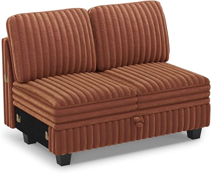 Belffin Corduroy Fabric Loveseat Module - Image 8