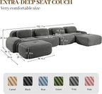 Boneless Sectional Couch, No Assembly Required, 152.7” U Shaped Modular Cloud - Image 3