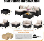 JOYURE 5 Pieces Patio Furniture Set All-Weather Outdoor Wicker Sectional - Image 2