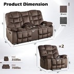 HAOMARKETS 3 Pieces Recliner Sofa Furniture Set, Include 2 Power Recliner Chairs - Image 2
