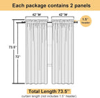 Cream Sheer Curtains 72 Inches Long 2 Panels, Light Filtering Curtains - Image 4