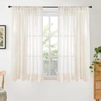 BGment Beige Semi Sheer Linen Curtains 45 Inch Length by BGment