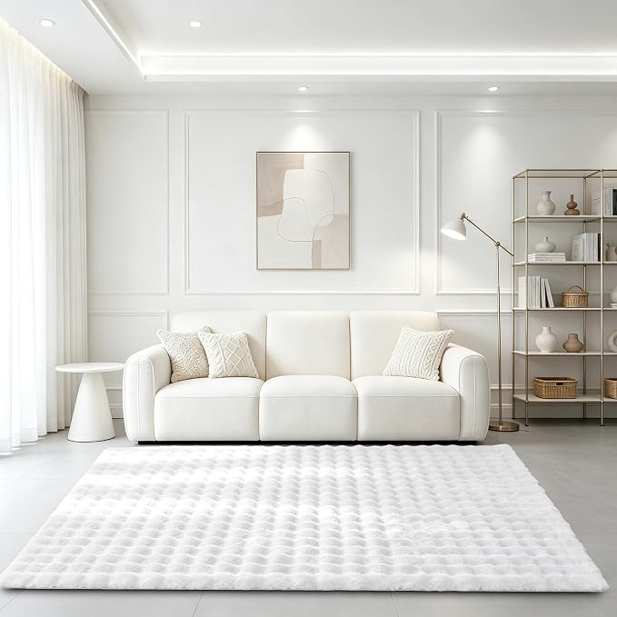 White Rabbit Plush Rug 4'x6', Fluffy Shaggy Area Rug - Image 3
