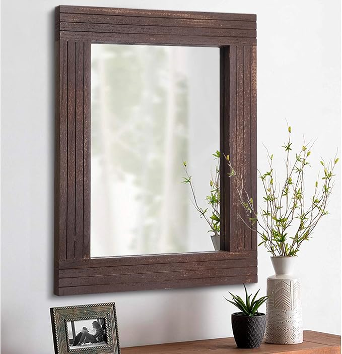 Mirrors for Wall Rustic Wooden Frame Rectangle Mirror Vintage Hanging Mirror by HLFMVWE