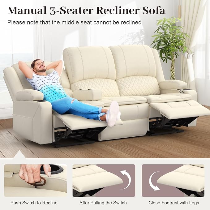 Yolsali 3 Seater Recliner Sofa Set - Image 5