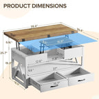 Memobarco 40" Lift Top Coffee Table, 4 in 1 Multi-Function Lift Coffee Tables - Image 2