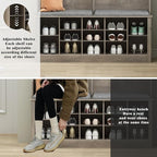 Wodeer Hall Tree with Bench and Shoe Storage, 6 Hooks, 12 Shoe Cubbies - Image 4