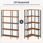 HOOBRO Corner Bookshelf, 5-Tier L-Shaped Bookcase, Industrial Open Display - Image 5