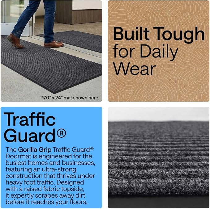 GORILLA GRIP Waterproof Traffic Guard Door Mat, 70x24 Indoor Outdoor Durable - Image 3