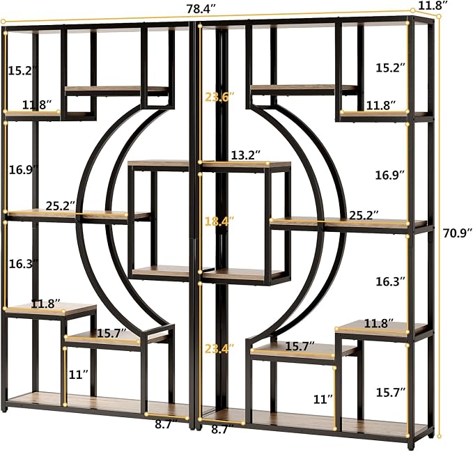 HolliWill 70.8" Tall Bookshelf Set of 2, Etagere Bookcase - Image 2