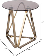 SEI Furniture - Stondon Round End Table - Transitional Design, Champagne Metal - Image 9