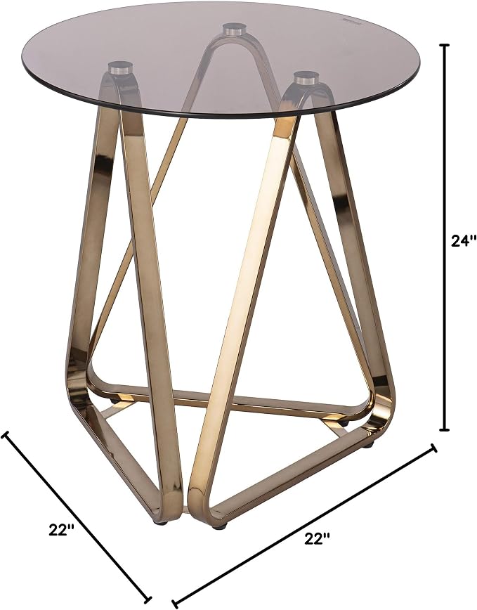 SEI Furniture - Stondon Round End Table - Transitional Design, Champagne Metal - Image 9