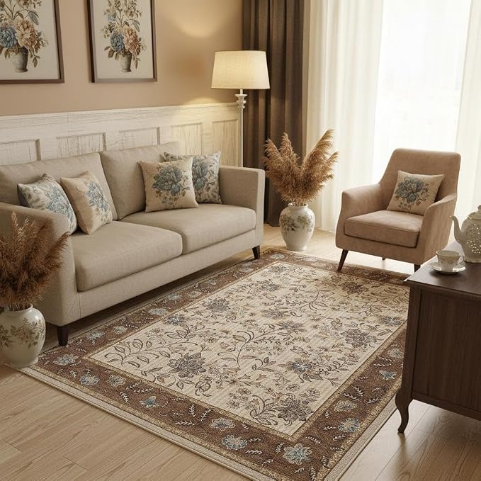 GarveeHome 5x7 Area Rug Brown Washable Rugs by GarveeHome
