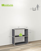32-Inch 2-Tier Metal Bookcase, Open Shelf Storage Organizer - Image 3