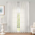 Ivory Sheer Curtain 90 Inches Long 2 Panels Set, Solid Filmy Drapes by OWENIE