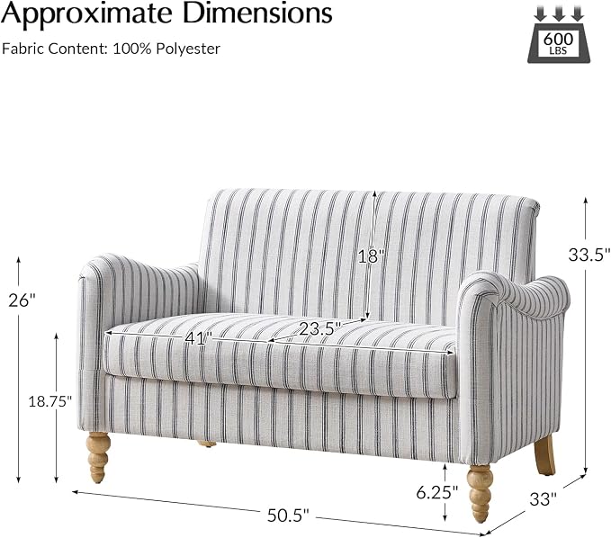EcoHarbor Living 50.5" Mid-Century Modern Couch, Upholstered Sofa - Image 2