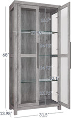 BELLEZE Glass Display Cabinet, Tall Curio Cabinet - Image 3