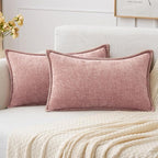MIULEE Decorative Lumbar Throw Pillow Covers 12x20 Inch Blush Pink 2 Pack | by MIULEE
