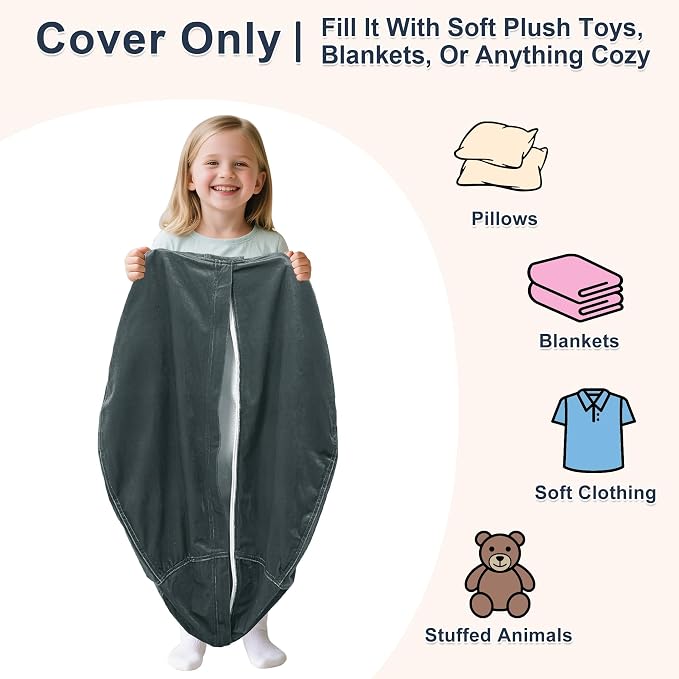 Lukeight Stuffed Animals Storage Bean Bag Chair Cover - Image 3