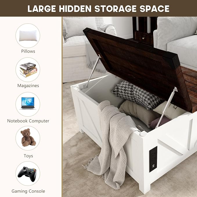 jimeimen Farmhouse Lift Top Coffee Table - Image 3