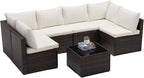 Sweetcrispy 7-Piece Outdoor Patio Sectional Sofa, Modular PE Wicker Outdoor - Image 8