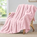 BEDELITE Striped Fleece Throw Blanket, Cherry Blossom, Soft Cozy, Lightweight by BEDELITE