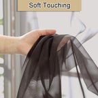 Chocolate Sheer Curtains 96 Inches Long 2 Panels, Voile Breathable Sheer Curtain - Image 3