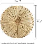 HIG Set of 2 Apricot Velvet Decorative Round Pleated Throw Pillows - Image 8