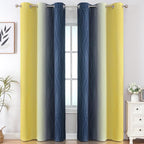 Navy Blue and Yellow Ombre Blackout Curtains - Image 2