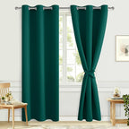 Blackout Curtains for Bedroom, Hunter Green, 42 x 84 Inch, 2 Panels | Thermal by Hiasan