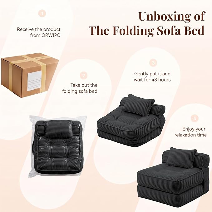 Folding Sofa Bed, Convertible Sleeper Chair - Image 7