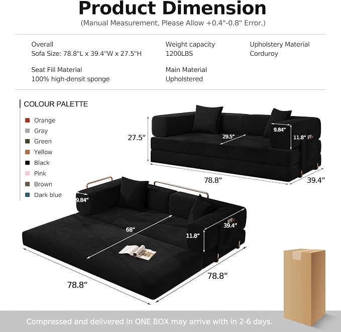 MoonSpeak 78.8''Sleeper Couch Bed - Image 2