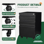 Letaya 3 Drawer Mobile File Cabinet - Image 6