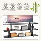 Bamboo TV Stand for TVs up to 65", 3 Tier Accent Entertainment Center - Image 7