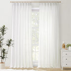 Topfinel Home White Pinch Pleated Semi Sheer Curtains Textured Linen Blended - Image 9