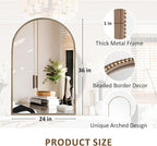 Antique Gold 24"x36" Arched Wall Mirror - Image 4