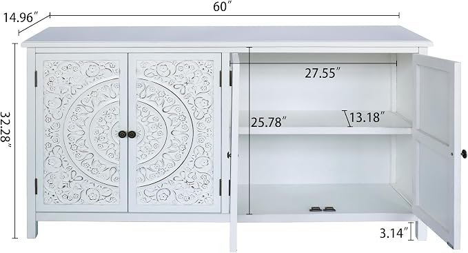 LKTART 60" Vintage Sideboard Buffet Cabinet - Image 2